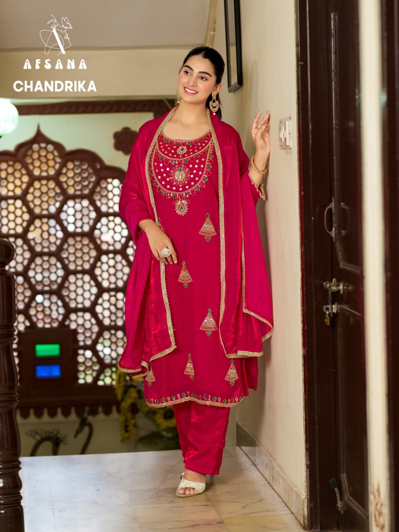 Chandrika By Afsana Fandy Satin Readymade Salwar Kameez 